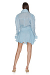 Ruffled Aqua Linen Mini Dress