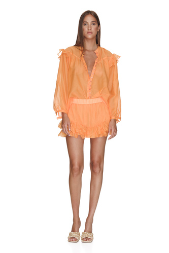 Orange Silk-Cotton Shorts - PNK Casual