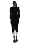 Black Velvet Dress With Oversized Shoulders