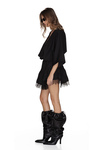 Black Wool Mini Dress With Chantilly Lace Insertions