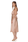 Backless Beige Silk-Viscose Midi Dress