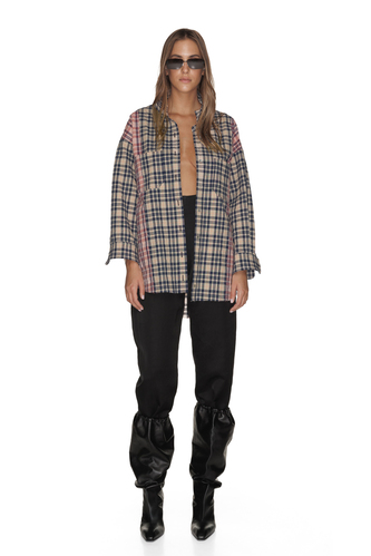 Oversized Checkered Cotton Shirt - PNK Casual