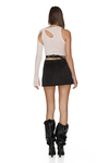 Black Cropped Waist Mini Skirt