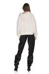 Long Sleeve Zipped Off-White Cotton Hoodie