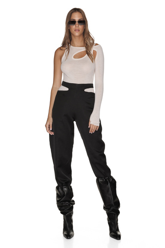 Black Pants With Detail at the Waist - PNK Casual