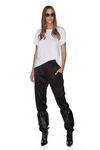 Black Viscose Track Pants With Elasticated Cotton Hem
