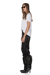 Black Viscose Track Pants With Elasticated Cotton Hem