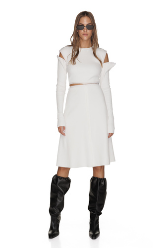 Ribbed Knit Blend Cotton Dress With Details - PNK Casual