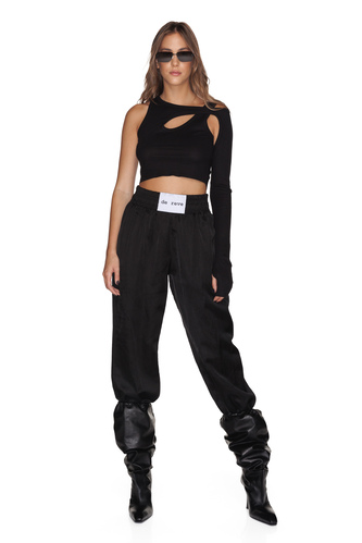 Black Cotton One Shoulder Top - PNK Casual