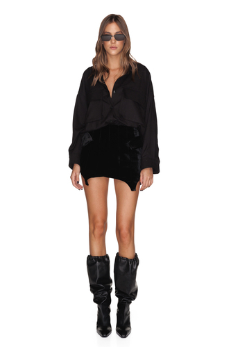 Black Blended Viscose Shirt - PNK Casual
