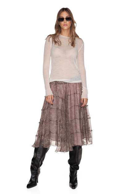 Printed Brown Silk Skirt