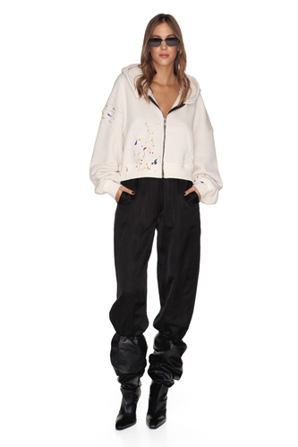Off-White Handmade Painted Zipped Cotton Hoodie - PNK Casual