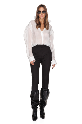 Black Blended Viscose Casual Pants - PNK Casual