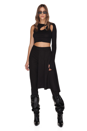 Black Pants With Overlaid Skirt - PNK Casual