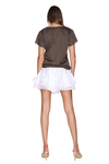 White Linen Shorts With Lace Insertions
