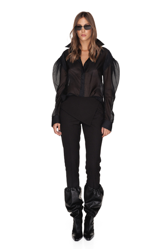 Black Viscose Pants With Details - PNK Casual
