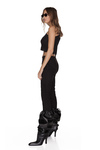 Black Viscose Pants With Waist Detail