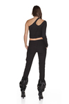 Black Viscose Pants With Waist Detail
