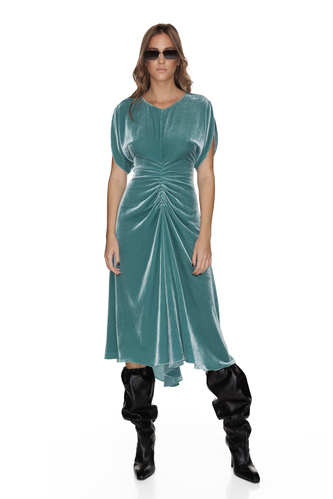 Aqua Velvet Midi Dress - PNK Casual