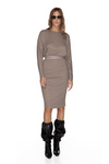 Ribbed Knit Beige Cotton Dress With Backless