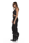 Black Wool Cropped Waist Pants