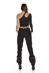 Black Wool Cropped Waist Pants