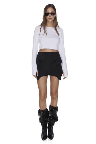 White Mini Cotton Rib Blouse - PNK Casual