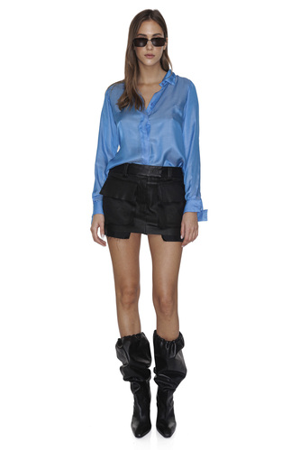 Electric Blue Shirt With Backless - PNK Casual