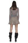 Beige Blended Wool-Cotton Mini Skirt