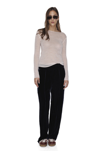 Bleumarine Velvet wide-leg pants - PNK Casual