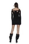 Black Viscose Cropped Mini Dress