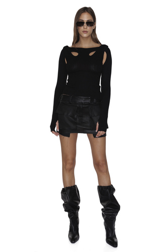 Black Cotton Cropped Blouse - PNK Casual