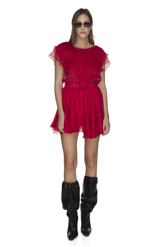 Backless Red Silk Mini Dress - PNK Casual
