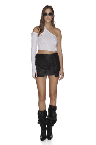 White Cotton One Shoulder Cutout Top - PNK Casual