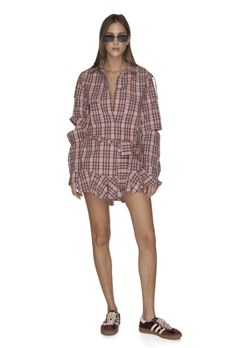 Cotton Checkered Cutout Mini Dress - PNK Casual