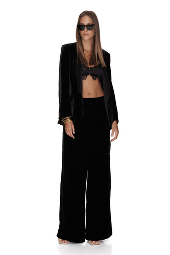 Black Velvet Wide-Leg Pants - PNK Casual