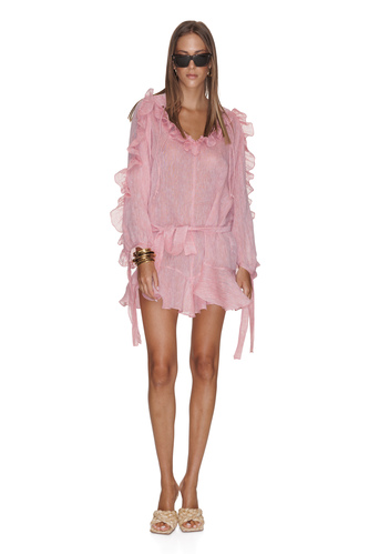 Rose Linen Ruffled dress - PNK Casual