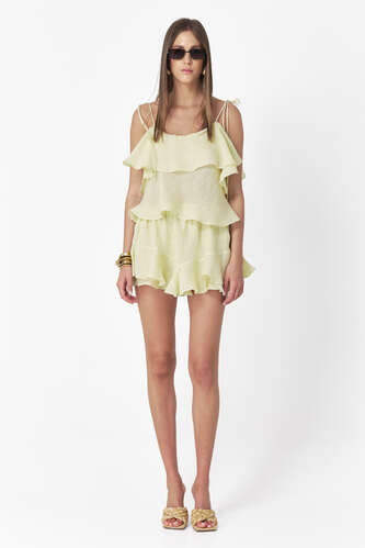 Linen Yellow-Green Shorts - PNK Casual