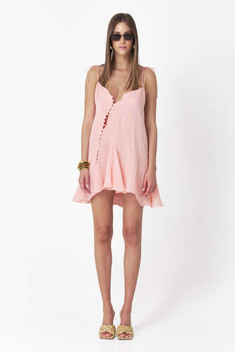Rose Linen Button-Down Dress - PNK Casual